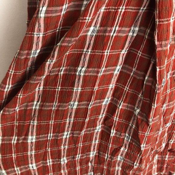 FLAX Rayon/ Acetate Rust Plaid Vintage  Long Sleeve Tunic Dress Large - Picture 4 of 8